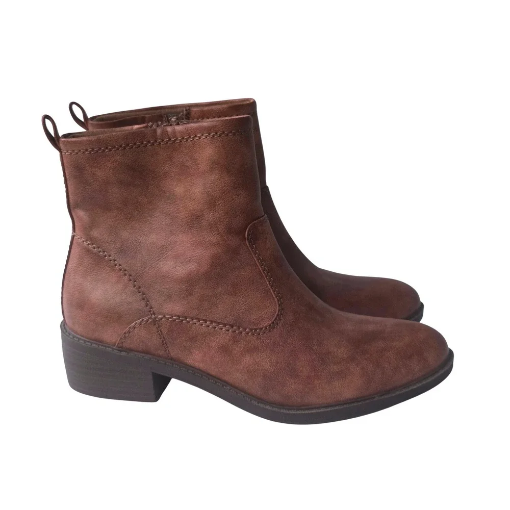 Baretraps Boots Shane Ankle Booties Womens Size 8.5 Brown Zip Up Faux Leather